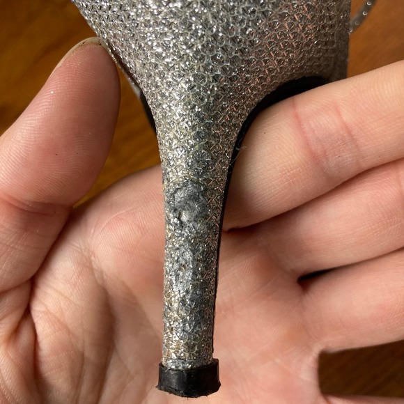 7.5 M Pierre Dumas Silver gem crystal sparkly formal Heel Stiletto ankle strap - Picture 12 of 16